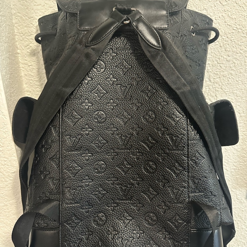 used LV leather christopher backpack